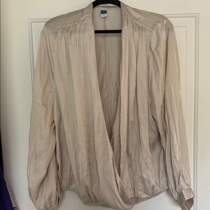 Old Navy Cream Wrap Blouse Long Sleeve Relaxed